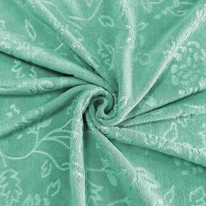 JML Large Bath Towels Set, 2 Pack, 30" x 60", Microfiber Body Towels for Adult, Oversized, Soft, Absorbent, Fast Drying for Shower Sauna Yoga Swimming Sport Fitness Gym Pool (Green-Floral Embossed)