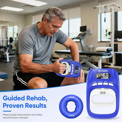 FitBeast Grip Strength Tester Set with Hand Strengthening Tools – Track Progress, Build Strength & Support Hand Recovery (3-in-1 Kit)