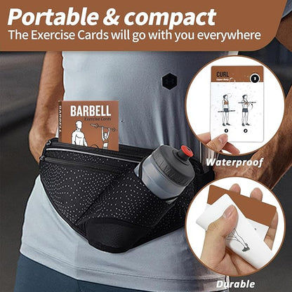 Barbell Workout Cards, 62 Exercises Cards Deck Large Size 5" x 3.5" Fitness Cards for Women & Men, Beginner Fitness Guide to Training Exercises at Home or Gym