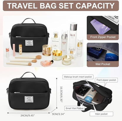 Gym Bag for Women with Shoes Compartment,Small Duffel Bag Sport bag with Toiletry Bag Overnight Travel Tote Bags Weekender Carry on Bag Personal Item Bags for Airlines Black Brown