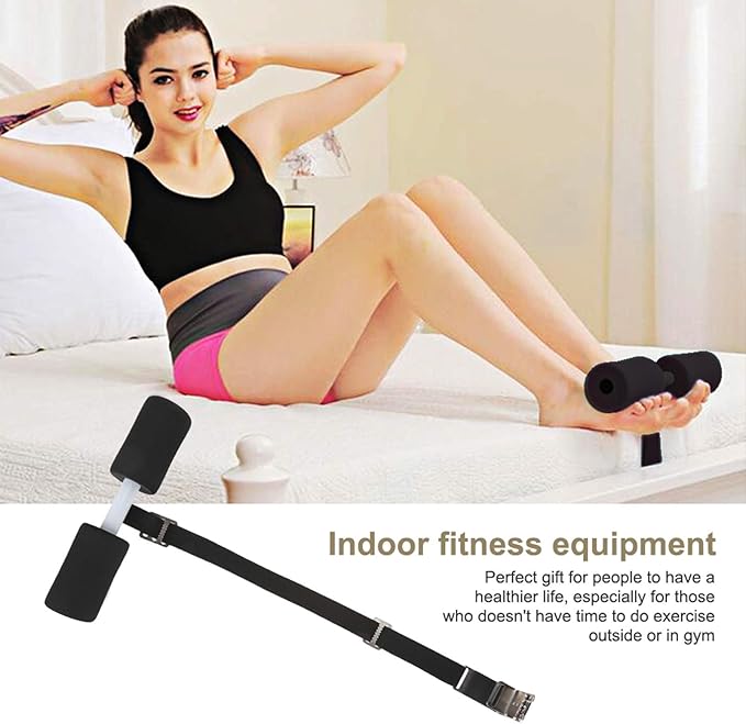 Portable Core Workout Bench with Adjustable Foam Padding, Foldable Sit Up Assist Equipment for Home Gym Abdominal Training Strength Exercises (Black)