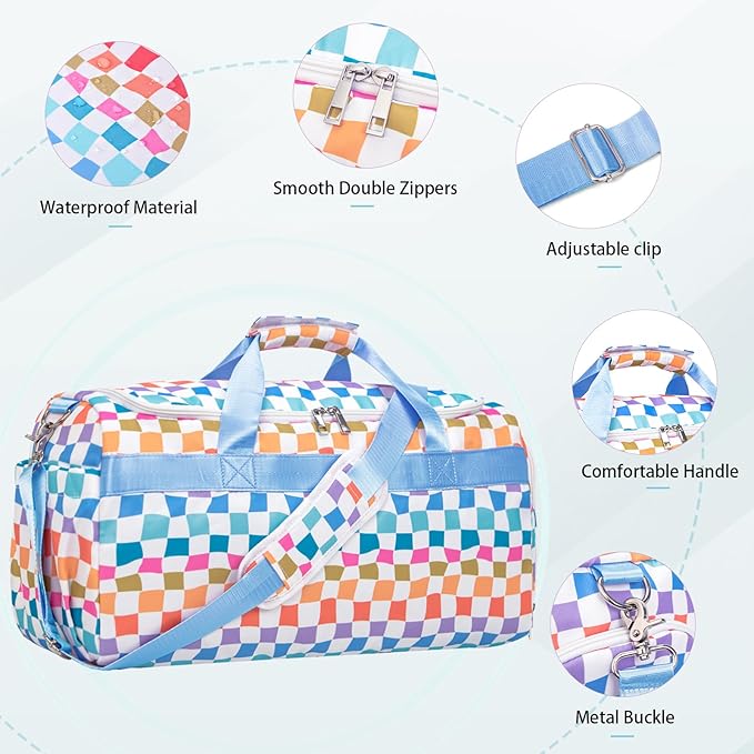 Sports Gym Bag for Men Women, Large Travel Duffle Bag with Shoe Compartment and Wet Pocket, Lightweight Weekender Overnight Bag Fitness Workout Bags for Sports, Gym, Travel