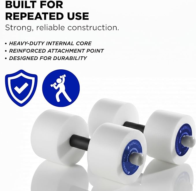 THERABAND Water Weights, Aquatic Dumbbells for Pool Fitness, 2 Foam Weights with Padded Grip for Water Aerobics, Therapy, Workouts, Pool Exercise Equipment, Aqua Training