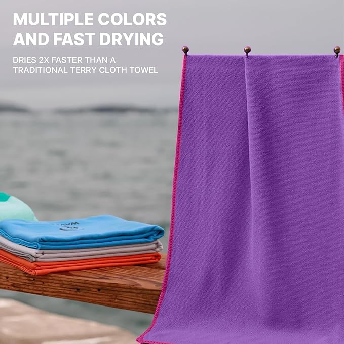Wet Work Microfiber Beach Towel XL(60”x36”), Thin & Lightweight, Super Absorbent, Quick Dry, Ultra-Soft, Lint Free, Travel-Friendly, Perfect for Carwash, Microfiber Towels for Body, Bath Sheet Towels