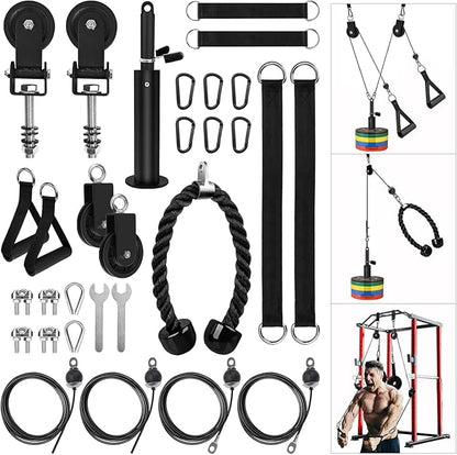 LAT Pulldown Pulley System for Home Gym Cable Machine Pulley Attachment Set Power Cage Weight Lifting Workout Kit