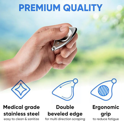 Myofascial Releaser Compact Muscle Scraper Tool – 304 Stainless Steel Portable IASTM & Gua Sha Scraping Instrument with Ergonomic Grip for Manual Bodywork and Massage Techniques