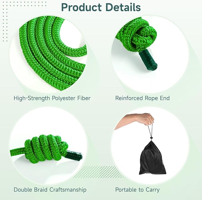 2 PCS Flow Exercise Ropes, 9 Feet Double Braid Workout Rope with Portable Bag, Cardio Weighted Jump Rope for Freestyle Skipping, Flow Fitness Rope for Men Women, Indoor Outdoor Exercise, Gym Training