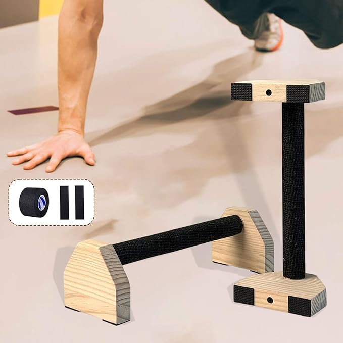2Pcs Push up Bar Home Workout Equipment Parallettes Bar for Adults Wood Push up Stands for Gymnastics Exercise Aerobics