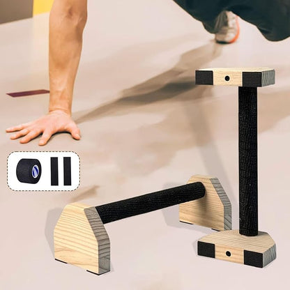 2Pcs Push up Bar Home Workout Equipment Parallettes Bar for Adults Wood Push up Stands for Gymnastics Exercise Aerobics
