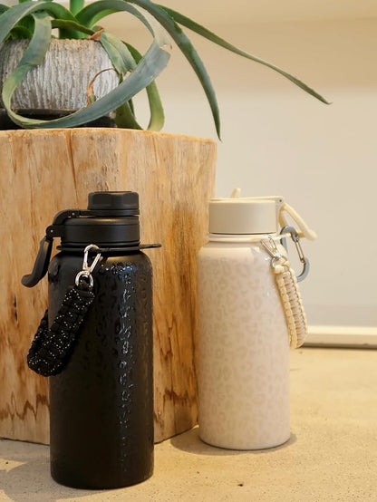 KXIAOCHEN Insulated Water Bottle, Stainless Steel Water Bottle, 2 Lids (Straw and Handle Lid),Wide Mouth Metal Water Bottles Keep Hot and Cold, Double Walled, Thermo Mug, Metal Canteen