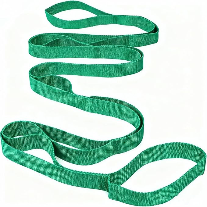 Bestac Stretching Strap Yoga Strap for Home Workout, Exercise, Pilates & Gymnastics - 10 Loops Non-Elastic Stretch Band for Flexibility, Women & Men