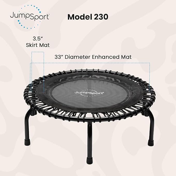 JumpSport 39" ESSENTIAL Fitness Trampoline | Model 220, 230, 250 | Exercise Trampoline | 30 Low-Impact Bungees