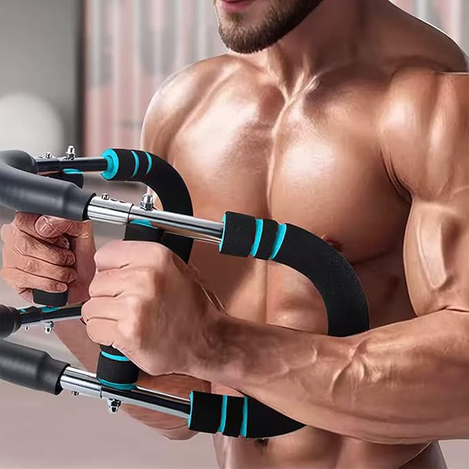 Twister Arm Trainer, 40-110lb Adjustable Power Bar, Chest Shoulder Arm Workout Equipment, Portable Detachable Spring Resistance for Home Gym, Men & Women