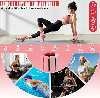 Ankle Weights for Women Men, Silicone Wrist Weights Set of 2 - Wearable Leg Weights/Arm Weights Ideal for for Home Gym Workout, Running, Yoga, Pilates, Barre, Exercise, Strength Training