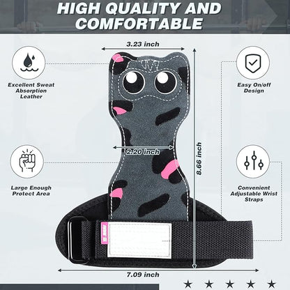 Lifting Wrist Straps Weight Lifting Grips with Cushion Wrist Loop Gym Workout Straps Double Layer Leather with Storage Pouch for Women and Men Deadlift Powerlifting Pull Up