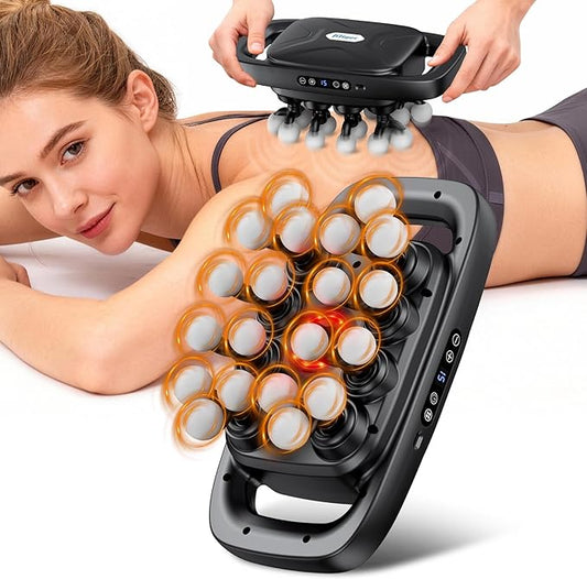Deep Tissue Massager Gun for Back, Shoulder and Neck Pain Relief, Powerful Shoulders, Back Massager, Legs, Foot Massager & Full Body Muscle Recovery with 20 Massage Heads, 3 Modes & 30 Speed