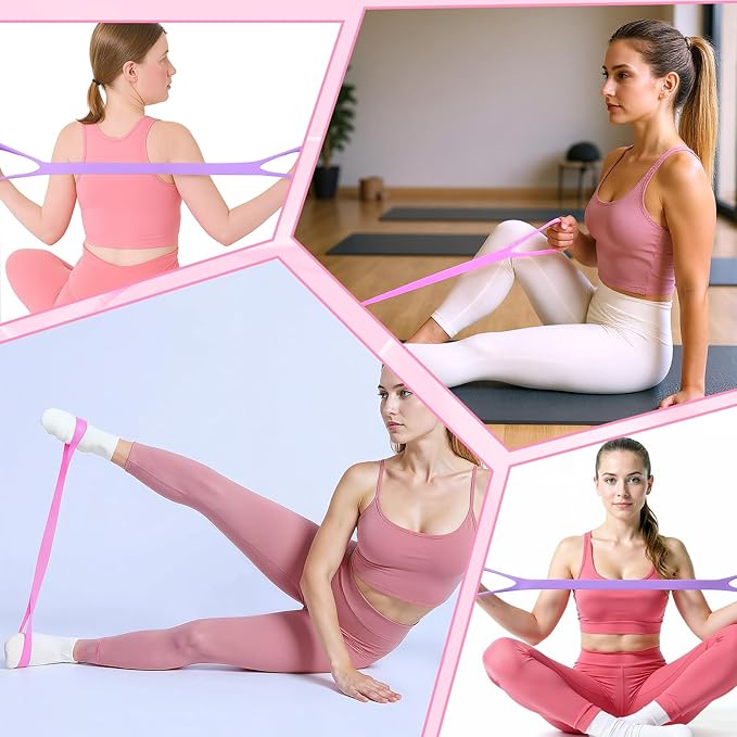 2pcs Figure 8 Resistance Bands for Arms Resistance Bands with Handles for Working Out Back Leg Stretcher Portable Exercise Equipment for Yoga Pilates Stretching Physical Therapy Pink & Blue