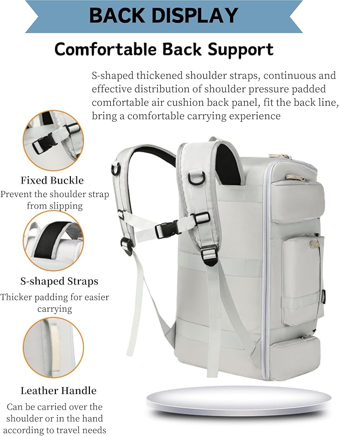 Large Travel Duffle Bags Backpack for Men Women, 50L Sports Gym Bag with Wet Pocket, Waterproof Travel Bag Carry On Backpack Weekender Overnight Backpack for Workout, Fitness, Outdoor, Business Black