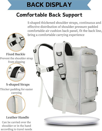 Large Travel Duffle Bags Backpack for Men Women, 50L Sports Gym Bag with Wet Pocket, Waterproof Travel Bag Carry On Backpack Weekender Overnight Backpack for Workout, Fitness, Outdoor, Business Black