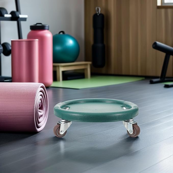 Ab Roller Wheel Fitness Sliders Disc, Four-wheel Silent Abdominal Exercise Machine with Green Abs, Core Strength Training Equipment for Home Gym Workout