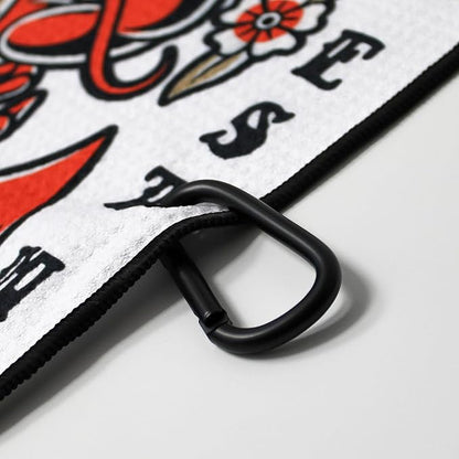 RokFit Gym & Golf Towel – Multi-Use, Quick-Dry, Durable Utility Towel with Bold Graphic and Carabiner Clip (Hold Fast)