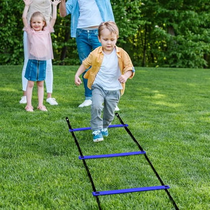 GHB Pro Agility Ladder 2 Pack Agility Training Ladder Speed 12 Rung 20ft with Carrying Bag (Green and Blue)