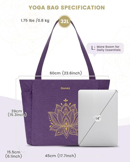 Gonex Yoga Mat Bag, Large Tote Bag with Multi Pockets for Women Men, Canvas Mat Carrier, Full Zipper Easy Access for Pilates Gym Travel