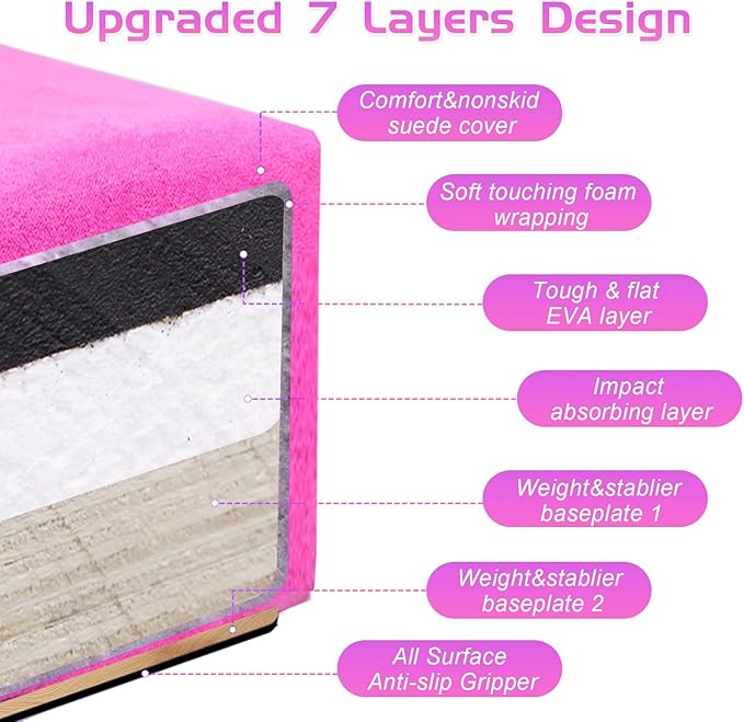 8FT Folding Balance Beam -Gymnastics Floor Beam -Gymnastics Equipment for Kids,Wood core- Anti-Slip Bottom and Carrying Bag for Home
