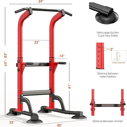 SogesPower Power Tower Dip Station Pull Up Bar for Home Gym Adjustable Height Strength Training Workout Equipment,Pull Up Bar Station