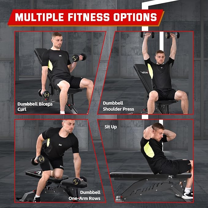 Commercial Adjustable Weight Bench with 1400LB Capacity for Home Gym, Flat/Incline/Decline Bench - Bench Press 2.2" Thick Pad,Black