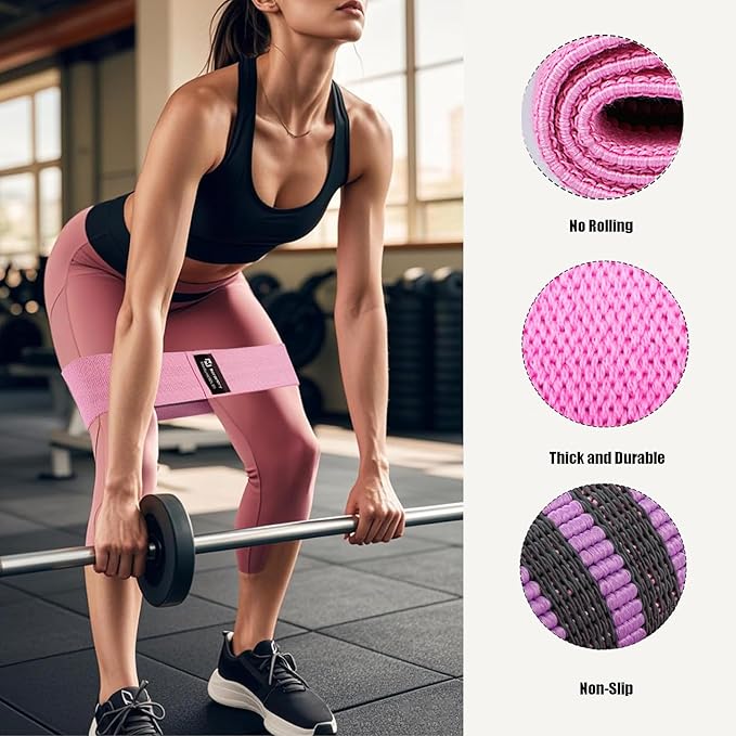 Hip Resistance Bands Set with Exercise Band, 3 Levels, Carry Bag and Guide, Multi-Colour