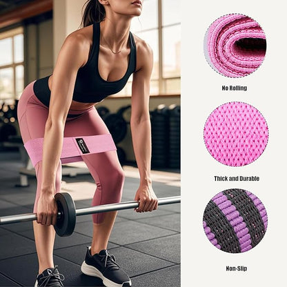 Hip Resistance Bands Set with Exercise Band, 3 Levels, Carry Bag and Guide, Multi-Colour