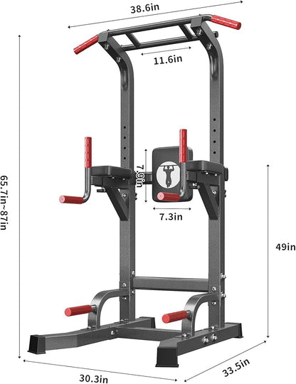 SogesHome Adjustable Pull Up Bar & Dip Station, Heavy Duty 330LB Capacity Multifunctional Home Gym Fitness Equipment for Strength Training, Push Up Stand for Arm, Back, Core & Full Body Workout