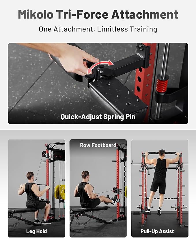 Mikolo M4 2.0 Smith Machine, All-in-One Home Gym Power Cage with LAT Pulldown & Cable Crossover, Squat Rack for Full Body Workouts
