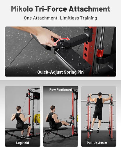 Mikolo M4 2.0 Smith Machine, All-in-One Home Gym Power Cage with LAT Pulldown & Cable Crossover, Squat Rack for Full Body Workouts