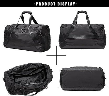 Gym Bag for Women Men Duffle Bag for Travel with Shoes Compartment and Wet Pocket Small Carry on Weekender Bags for Sports Overnight Fitness Yoga Dance Workout Swimming Hospital Tote (Black)