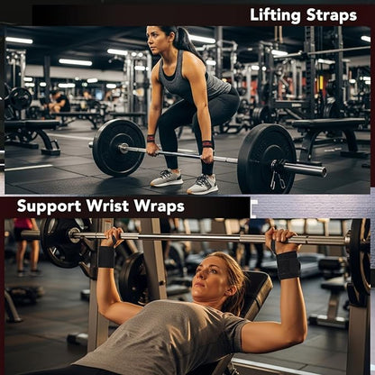 Wrist Wraps for Weightlifting & Lifting Straps Set for Strength Training, Deadlifting, Powerlifting Gym Straps, Durable Wrist Support for Men & Women