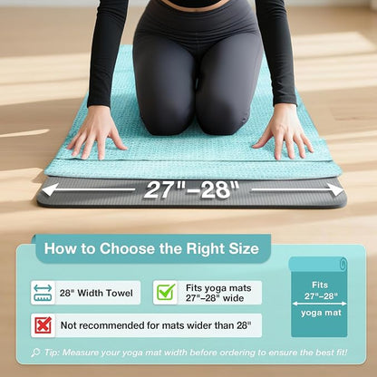 Hot Yoga Towel,Microfiber Yoga Mat Towels Non Slip for Hot Yoga Absorbent Microfiber Sweat Anti-Slip Cover,Bikram,Pilates,Exercise,Fitness 28 inch X 72 inch Blue Green 2 Pack