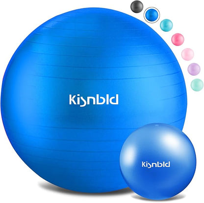 Exercise Ball, Extra Thick Yoga Ball for Workout Pregnancy Stability, 4 Sizes Anti-Burst Balance Ball with Foot Pump - Heavy Duty Fitness Ball Chair for Office, Home & Gym