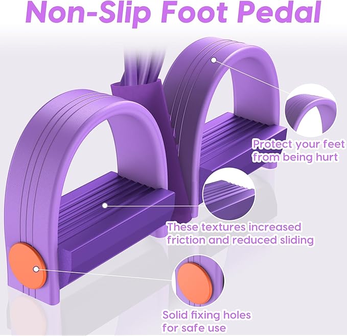Resistance Bands with Handles, 6-Tube Elastic Foot Pedal Resistance Bands, Natural Rubber Ankle Puller Sit-up Exercise, Multifunction Fitness Band for Abdomen, Waist, Arm, Leg Stretching Training