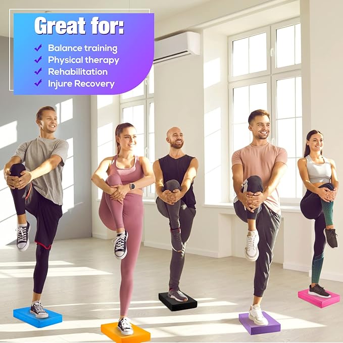 Hanaive Balance Pad Foam Pad Yoga Mat Trainer Non Slip Cushion Exercise Knee Mat for Fitness Stability Stretching, Pilates, Physical Therapy, Core Trainer, 11.81 x 7.87 x 1.97 Inch