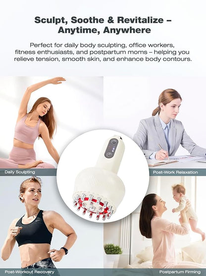 Lymphatic Drainage Massager & Anti Cellulite Massage Tool, Helps Reduce Stretch Marks & Cellulite, for Legs, Arms & Belly, Body Sculpting Machine with Microcurrent, Light, Heat & Vibration