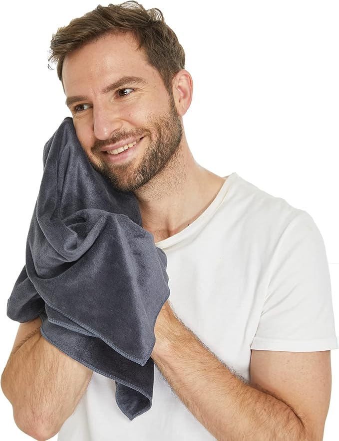 HOPESHINE Home Gyms Towel for Men Women Microfiber Gym Towels Cycling Workout Sweat Towel Set Quick Dry Exercise Sports Travel Towel Fast Drying 2-Pack (Grey x2)