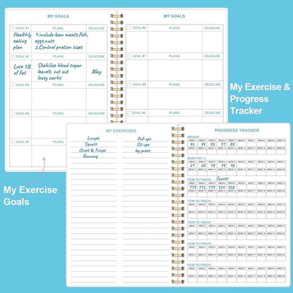 Simplified Fitness Journal for Women & Men,A5 Workout Journal/Planner Daily Exercise Log Book to Weight Loss, Gym, Muscle Gain, Bodybuilding Progress, 5.8"x8.3", Teal Flower