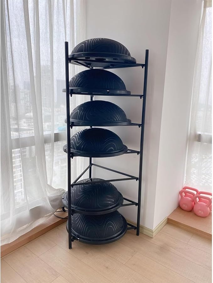 Balance Ball Half Rack, Iron Exercise Balls Holder for Home Gym, Floor Stand Balance Trainer Shelf