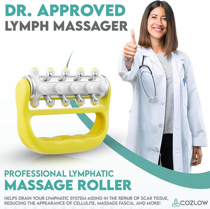 COZLOW - MyoRelease Lymphatic Drainage Massager - Yellow - Handheld Fascia Release + Scar Tissue Massage Roller for Shoulder, Neck, Belly, Thigh, Leg, Back, Glutes - Helps Reduce Cellulite Appearance