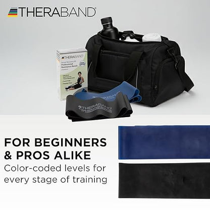 THERABAND Resistance Bands Set, Advanced Kit, Blue, Black, Latex Elastic Bands for Exercise & Physical Therapy, Strength Training for Upper & Lower Body Fitness