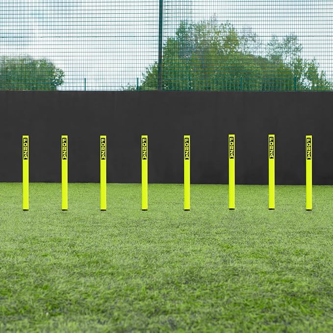 FORZA Slalom Agility Poles | Improve Endurance, Speed & Footwork | Color, Size & Rubber Base Options Available [8 Pack]