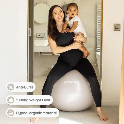 BABYGO Birthing Ball - Pregnancy Yoga Labor & Exercise Ball & Book Set Trimester Targeting, Maternity Physio, Birth & Recovery Plan Included Anti Burst Eco Friendly