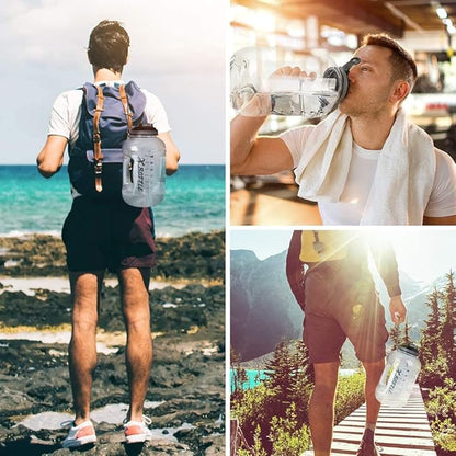 1 Gallon Water Bottle with Chug lid, BPA Free Dishwasher Safe 128oz Large Water Bottle with Motivational Time Marker and Handle Leak-proof Big Water Jug for Camping Sports Workouts (chug lid)